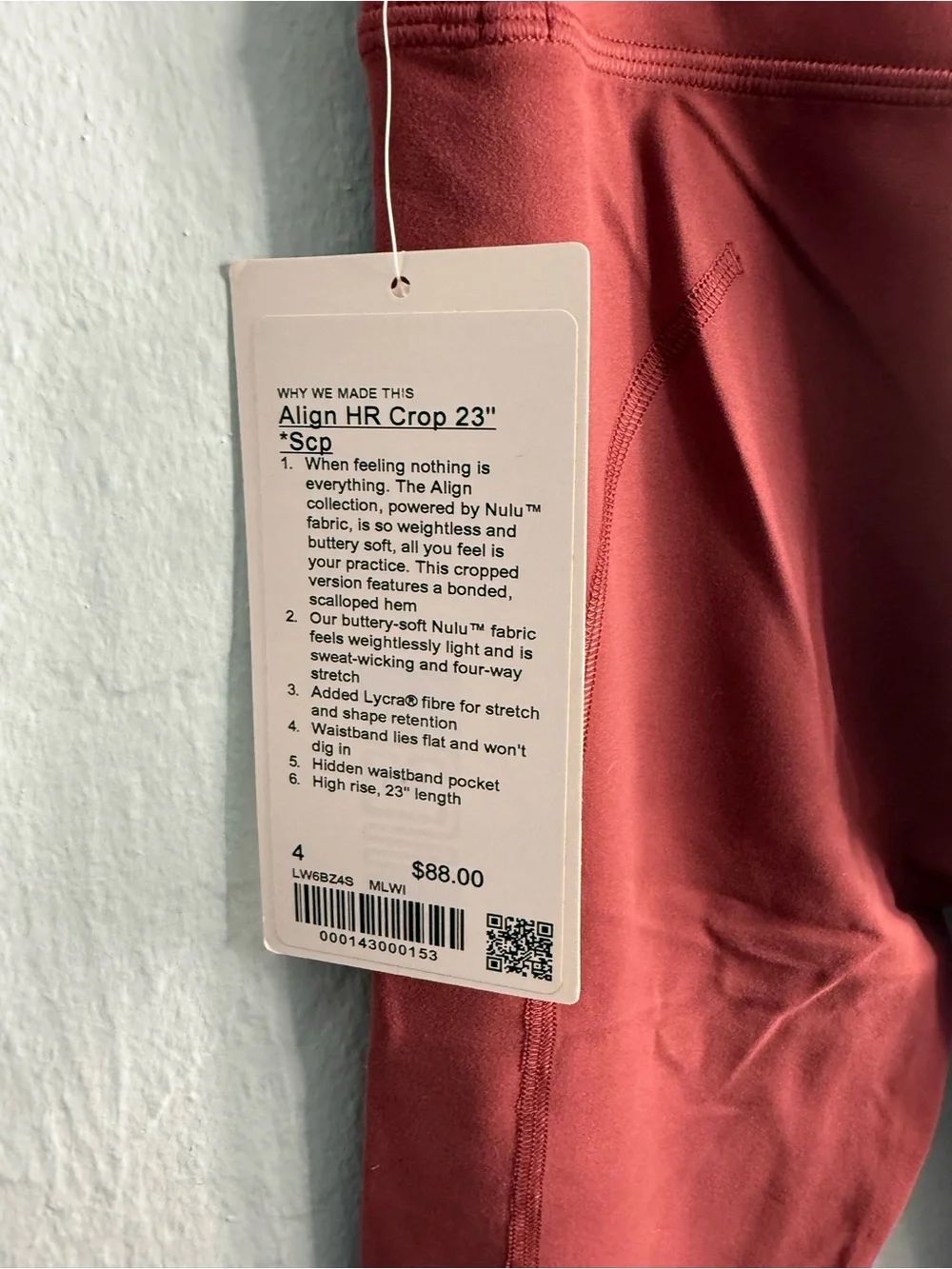 Lululemon Align High-Rise Scallop Pant 23”/Color Mulled Wine